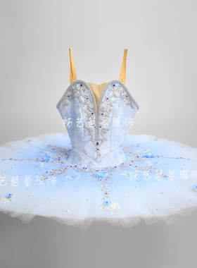 新款儿童专业芭蕾舞裙女浅蓝色TUTU裙表演服睡美人汇演机构舞台装