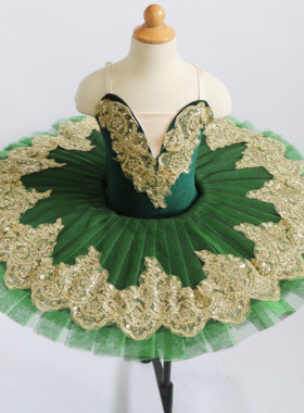 儿童绿色专业芭蕾舞TUTU裙女童表演服睡美人演出服机构汇演舞台装