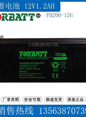FORBATT蓄电池12V200AH FB200-12G UPS应急 医疗仪器 通讯 直流屏