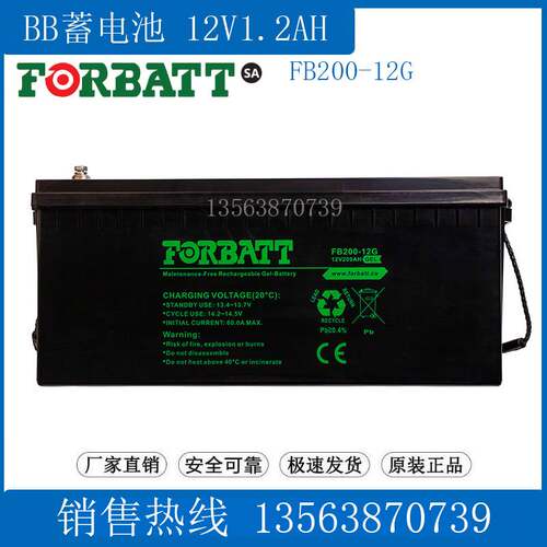 FORBATT蓄电池12V200AH FB200-12G UPS应急 医疗仪器 通讯 直流屏