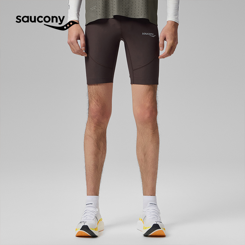 Saucony索康尼男子运动健身跑步紧身短裤马拉松紧身五分裤