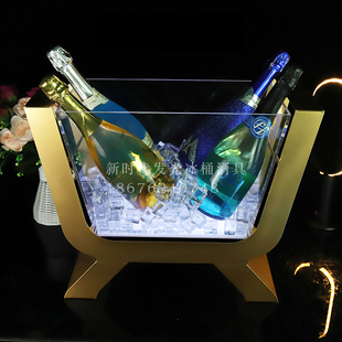 6支装酒吧ktv香槟船LED发光冰桶啤酒红酒黑桃A亚克力洗手洗头酒具