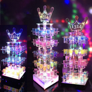 酒吧发光酒架子弹杯架KTV洋酒香槟杯一口杯子LED创意鸡尾酒架酒具