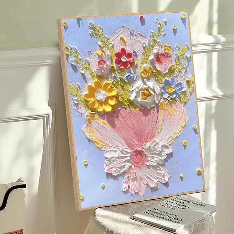 奶油石英砂丙烯diy数字油画填充立体肌理画材料手工填色装饰沙画图片