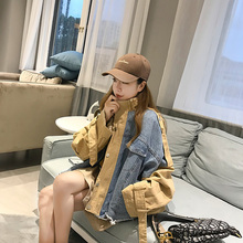 早秋流行 ITYOUMIO工装 拼接网红牛仔外套女抖音潮流ins宽松bf韩版