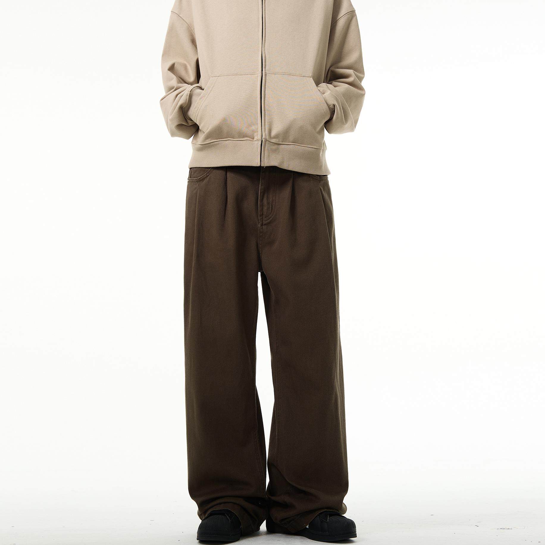 MADWITCH美式复古直筒牛仔裤男女cleanfit简约宽松休闲阔腿裤子潮