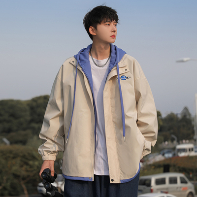 MTVO迈特优假两件冲锋衣外套男秋季新款上衣男生棒球服工装夹克