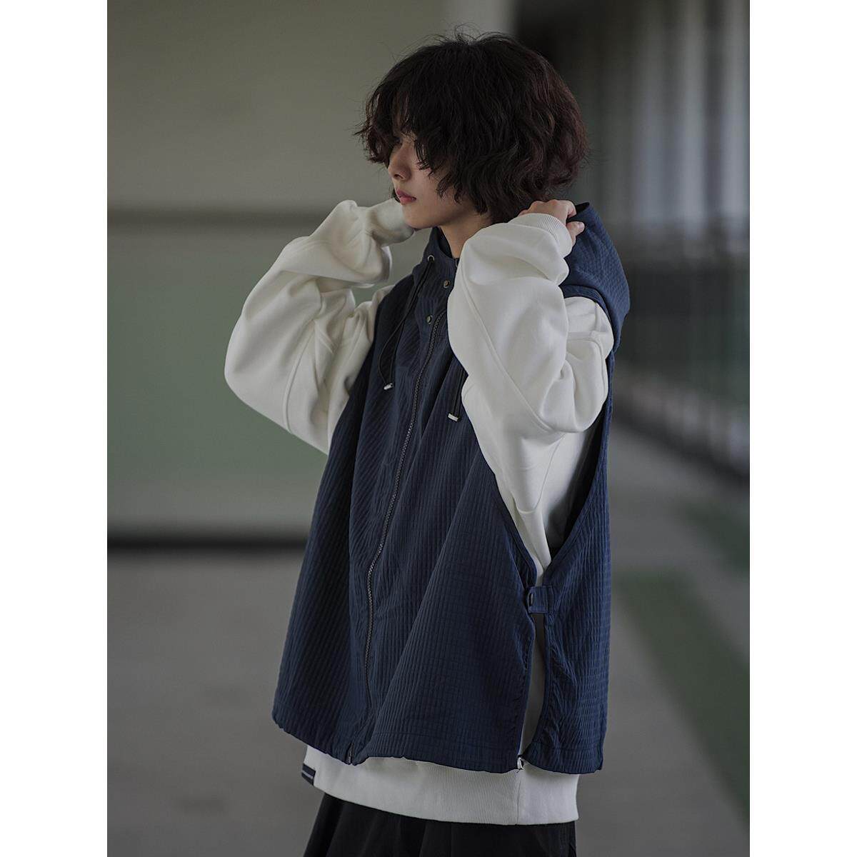 水曜日定休 日系春季连帽马甲背心男cityboy工装户外宽松无袖外套