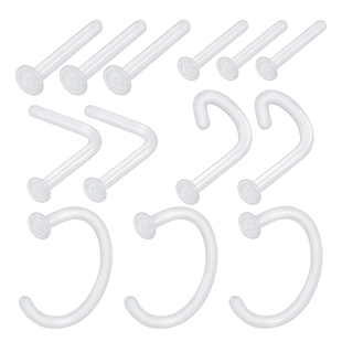 旅悦 直杆L杆C形玻璃透明材质新款鼻钉欧美风格鼻环16G/18G饰品女