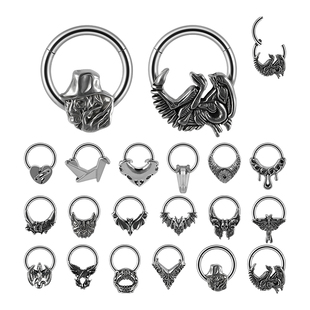 旅悦 欧美个性潮流不锈钢分割环卡扣式鼻环鼻中隔耳环耳骨环1.2mm