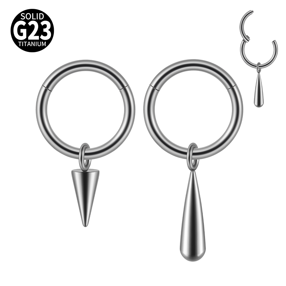G23钛合金吊坠卡扣式鼻环耳环女
