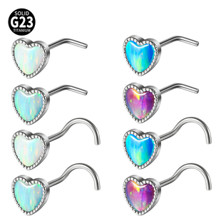 旅悦G23钛杆锯齿形心形澳宝插针款L杆鼻钉鼻环耳钉耳骨钉0.8mm