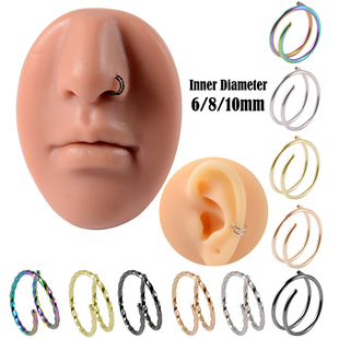旅悦 2022年新款潮麻花耳环圈圈鼻环有洞鼻中隔0.8mm穿刺饰品女