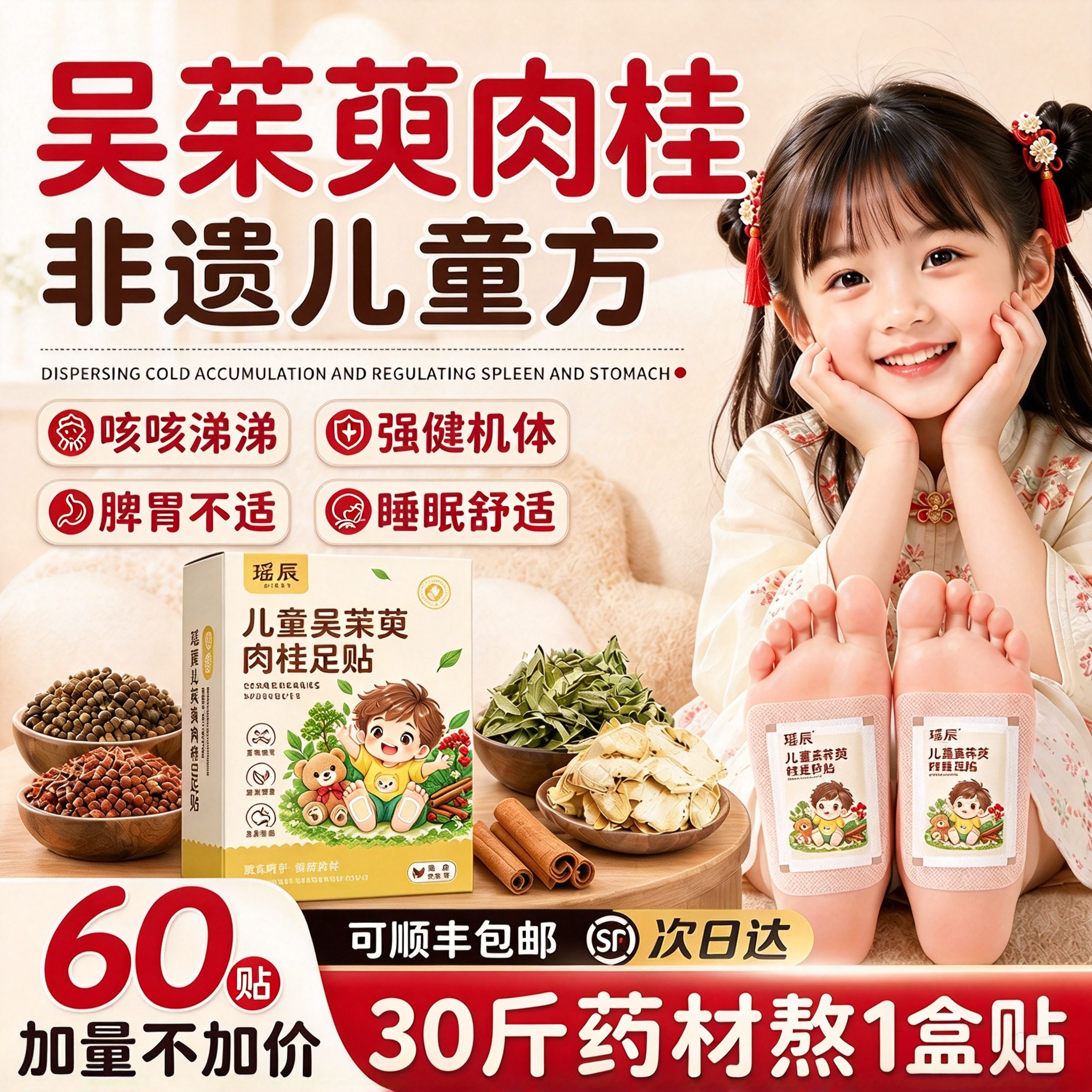 老北京儿童足贴艾草艾灸吴茱萸肉桂祛湿寒调理脾胃正品官方旗舰店