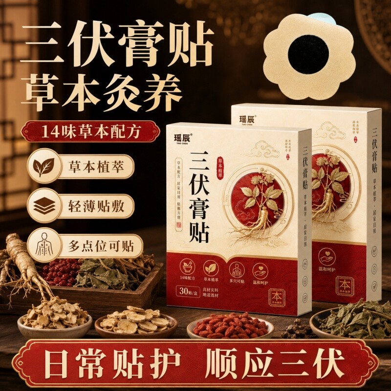 瑶辰三伏贴艾灸肚脐贴吴茱萸艾草穴位贴老北京鼻梁黄芪苓正品旗舰