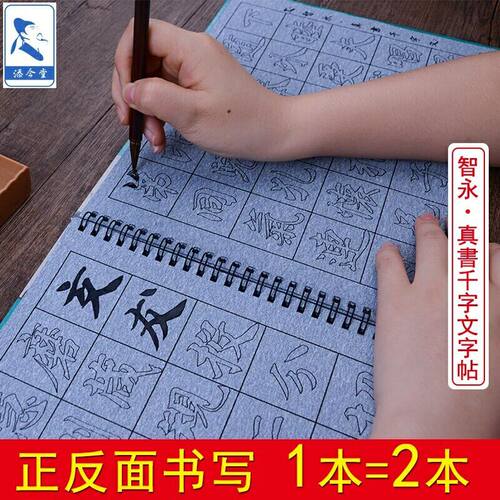 智永真书千字文描红毛笔字帖水写布套装 成人初学者楷书临摹本练字帖学生练习书法水洗布万次水写练字布速干 - 封面