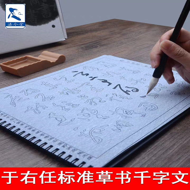于右任标准草书千字文临摹水写毛笔字贴成人初学者入门草书练字帖万次书法描红练习字帖水写布套装