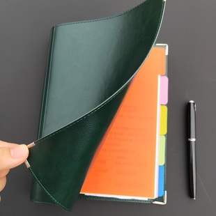 【墨绿色】6孔A5软皮面活页笔记本可拆卸记事本方格本网格本出入库记录本会议记录日周月计划错题本定制logo