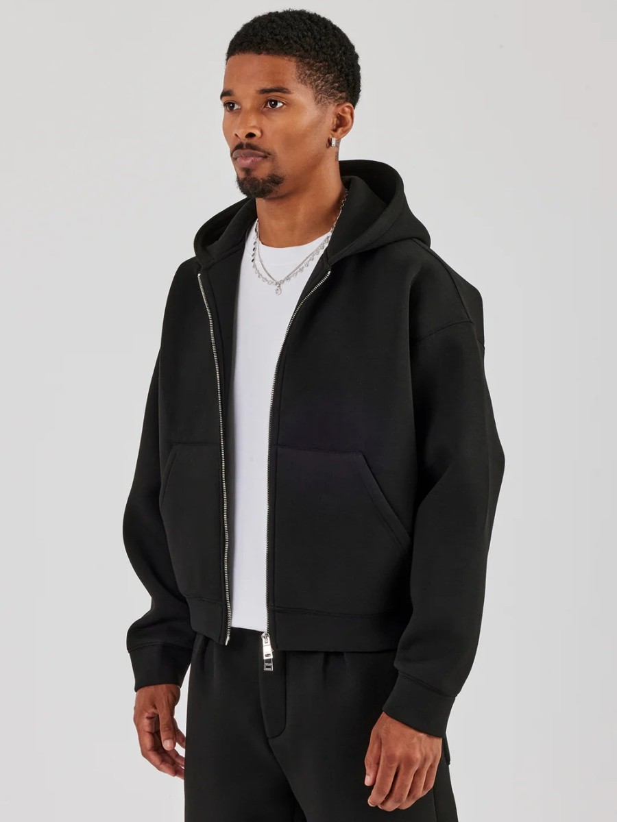 COZY BOYS美式boxy短款连帽卫衣Cleanfit秋冬拉链500g开衫外套男