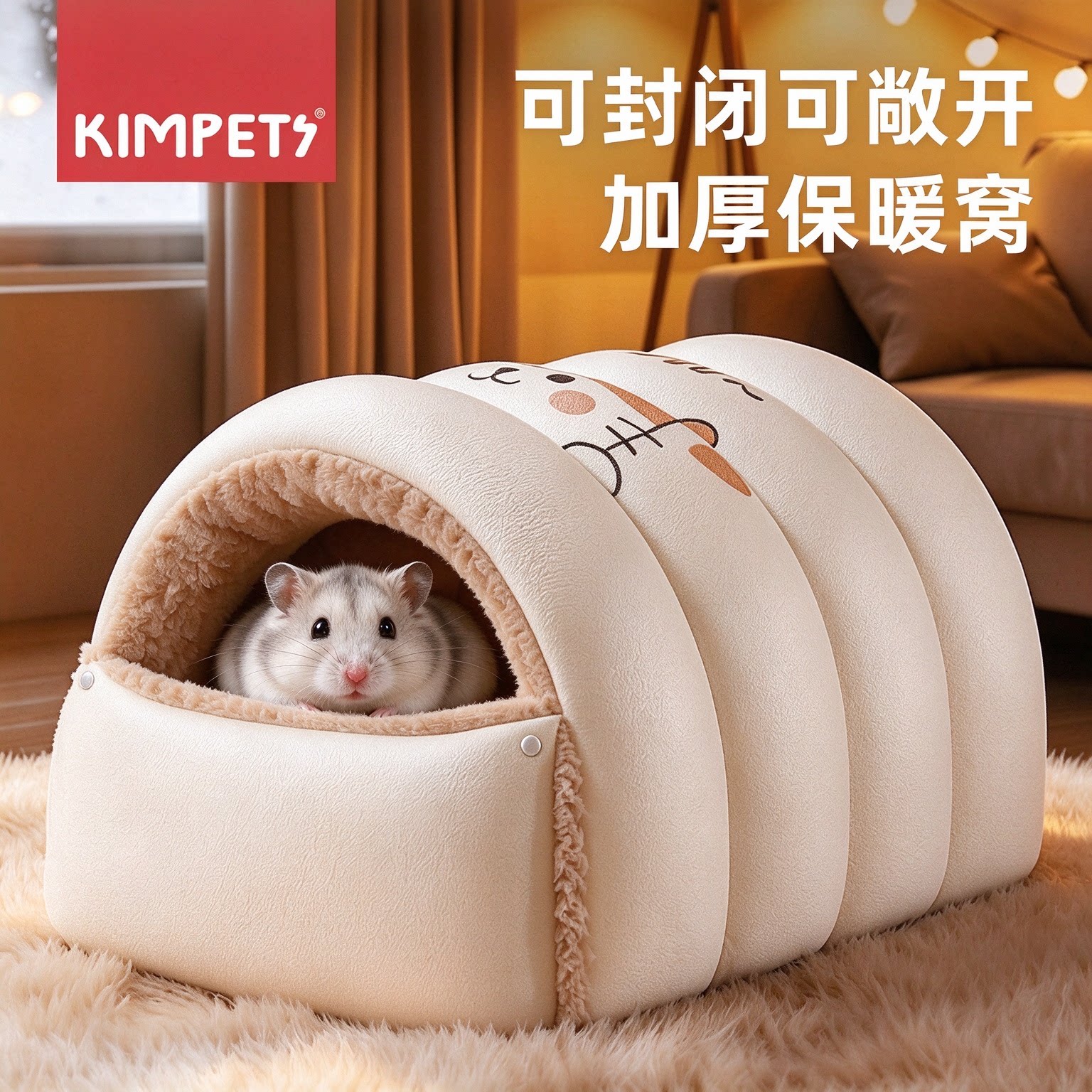仓鼠过冬窝冬季保暖花枝鼠荷兰猪半封闭式睡窝金丝熊防寒保温棉窝