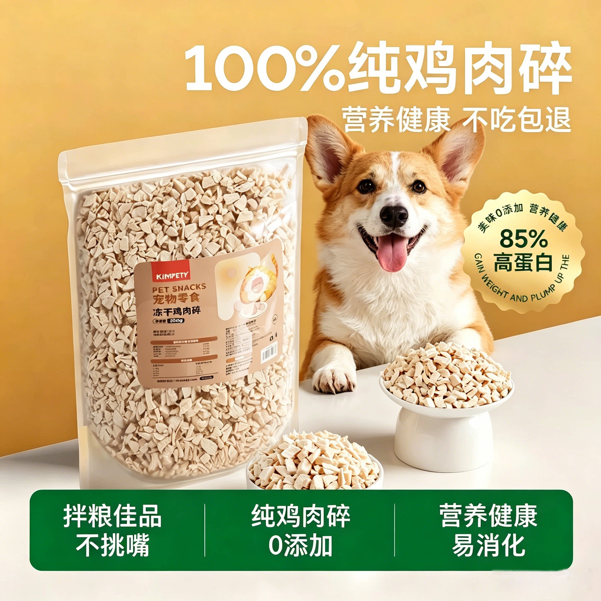 狗狗冻干鸡肉碎宠物零食拌粮专用鸡胸肉粒碎狗粮伴侣幼犬营养健康
