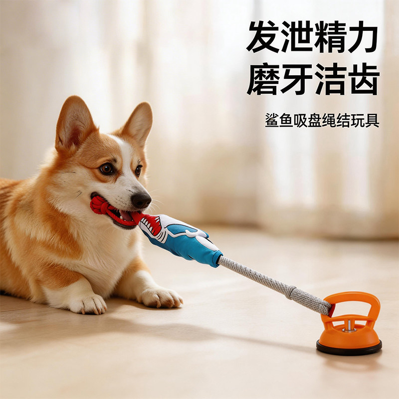 狗狗玩具耐咬磨牙发声狗狗拔河玩具互动绳结中大型犬消耗体力专用