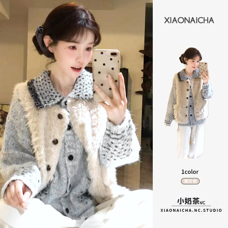 韩系复古学院风针织开衫