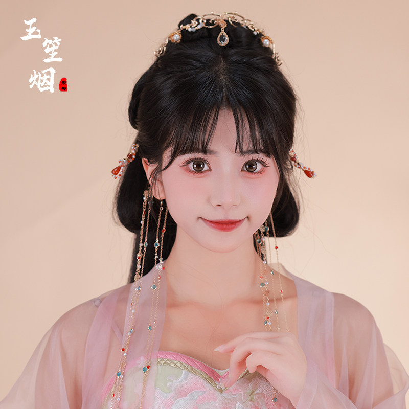 汉服发饰女长流苏步摇耳链耳环古装头饰仙气发夹古风配饰2026新款