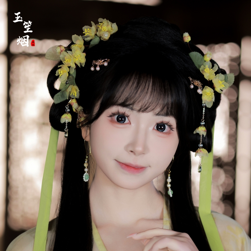 十二花神黄色腊梅花古风流苏发夹