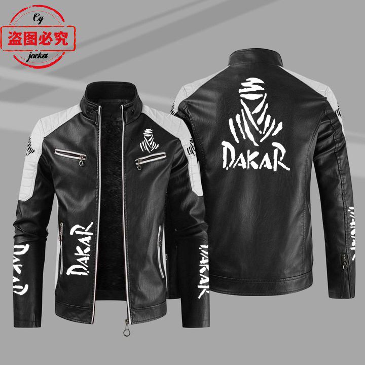 春秋皮夹克Dakar LOGO印花pu皮衣防风秋冬款男士达喀尔拉力赛夹克