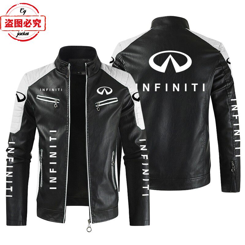 INFINITI汽车LOGO印花赛车服pu皮衣防风四季款英菲尼迪车队男夹克