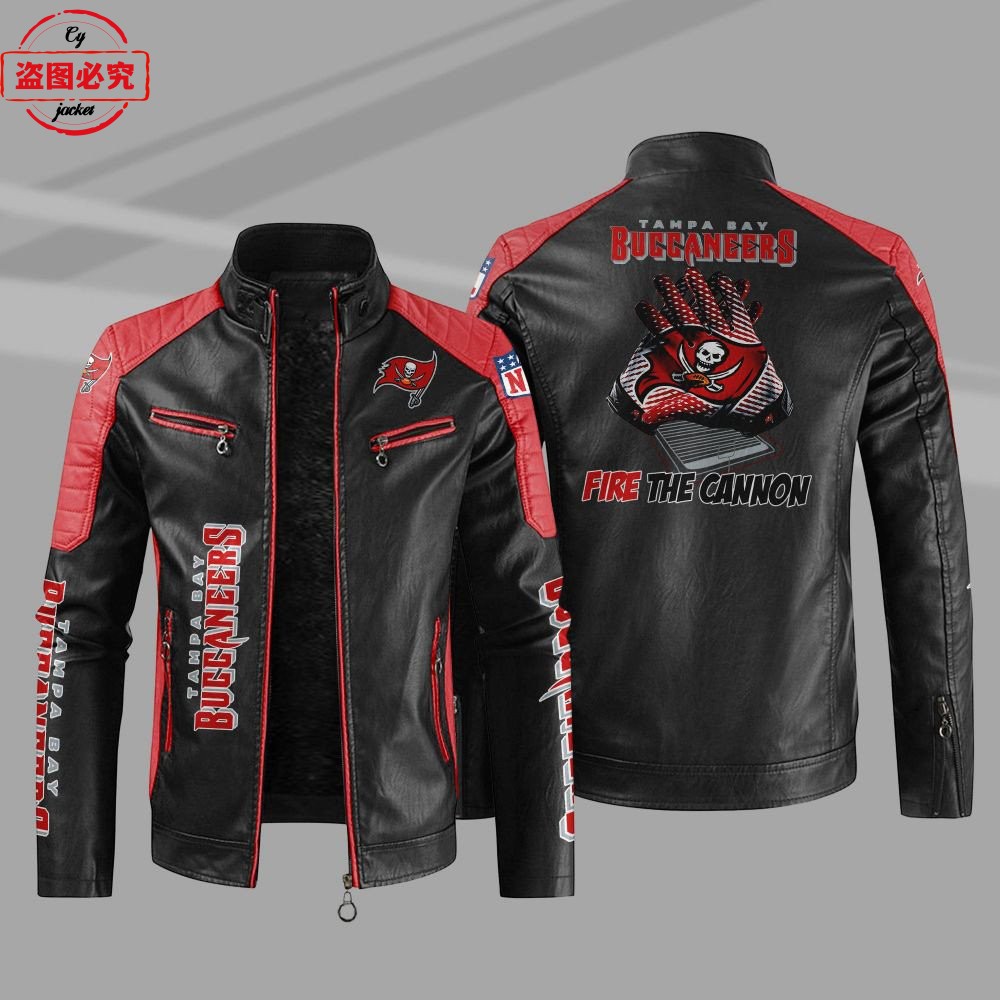 TAMPA BAY BUCCANEERS橄榄球队LOGO印花pu皮衣坦帕湾海盗球队服