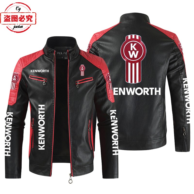 KENWORTH卡车LOGO印花pu皮衣防风四季款肯沃斯男士夹克车队工作服