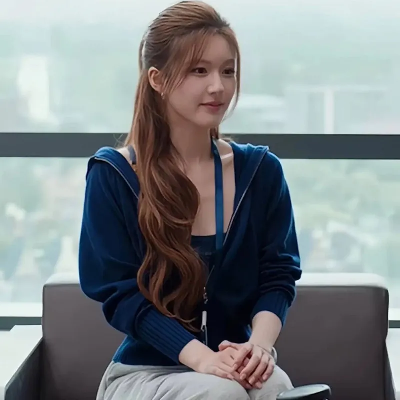 许我耀眼赵露思许妍同款拉链连帽毛衣外套女秋冬季设计感短款上衣