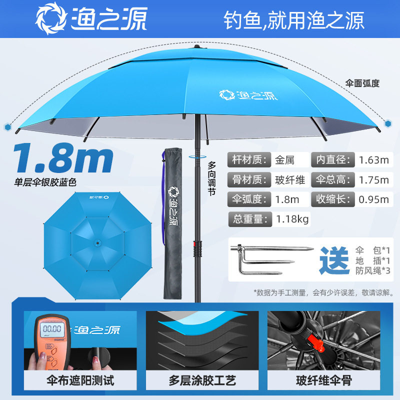 渔之源钓鱼伞单层遮阳伞户外露营伞便携防晒露营车专用伞便携遮阳