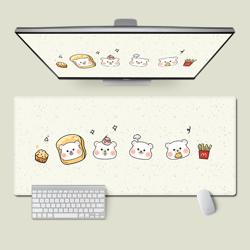 卡通小熊图案鼠标垫超大男女生办公电脑键盘垫写字台学习书桌面垫