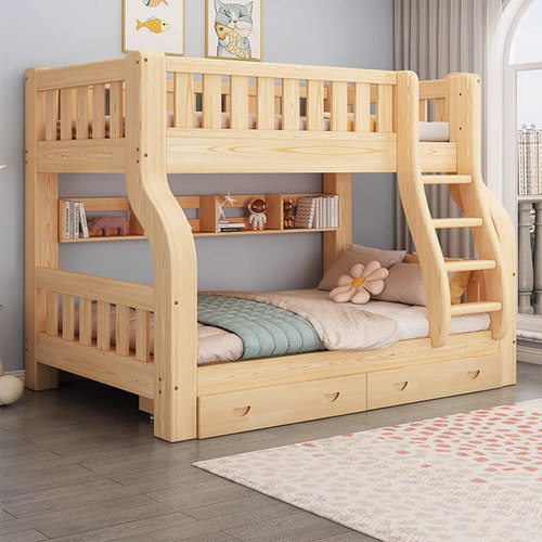 上下床双层床多功能高低床子母床两层全实木儿童床上下铺木床大人