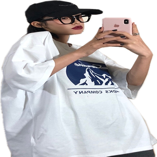 欧货大版cec短袖t恤女2022新款宽松韩版ins潮bf慵懒风mschf上衣服