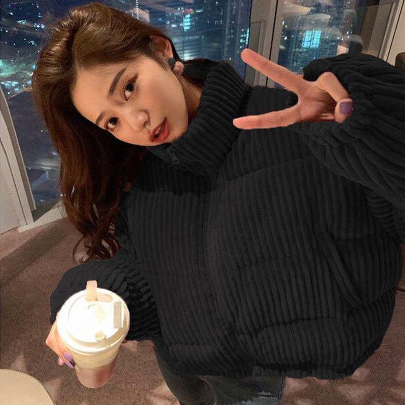 灯芯绒羽绒服女冬季小个子外套2025新款短款棉服修身韩版轻薄立领