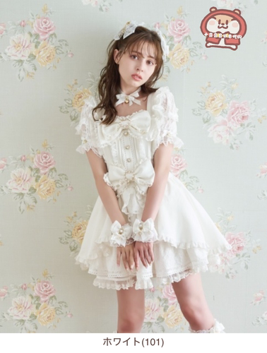特惠 lizlisa 蝴蝶结系带连衣裙 粉雪 黑雪 白雪短袖套装