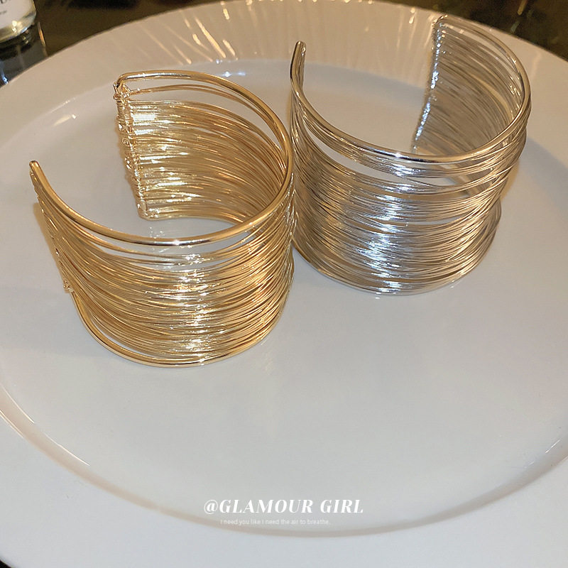 EUROPEAN AND AMERICAN EXAGGERATED MULTI-LAYER HOLLOW ARMBANDS OPEN BRACELETS NICHE CREATIVE DESIGN BRACELETS PERSONALITY COLD WIND BRACELETS