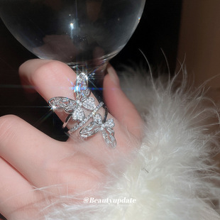 高级感满钻环绕蝴蝶戒指超仙精致时尚设计感指环轻奢百搭手饰