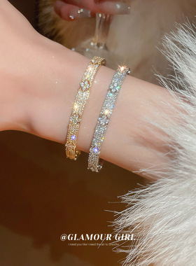 韩国锆石花朵手镯小众时尚简