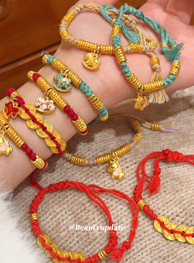 编织红绳滴油小马手链新中式复古国风本命年手环轻奢感手饰女