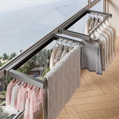 新疆包邮阳台断桥铝窗户伸缩折叠晾衣架2025新款隐形收缩晾衣神器