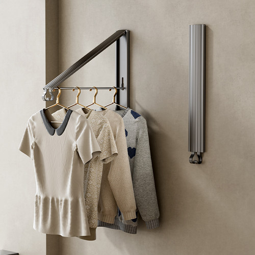 阳台墙面隐形可折叠晾衣架壁挂式