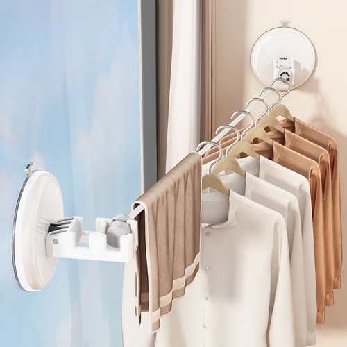 阳台吸盘隐形收缩晾衣绳免打孔