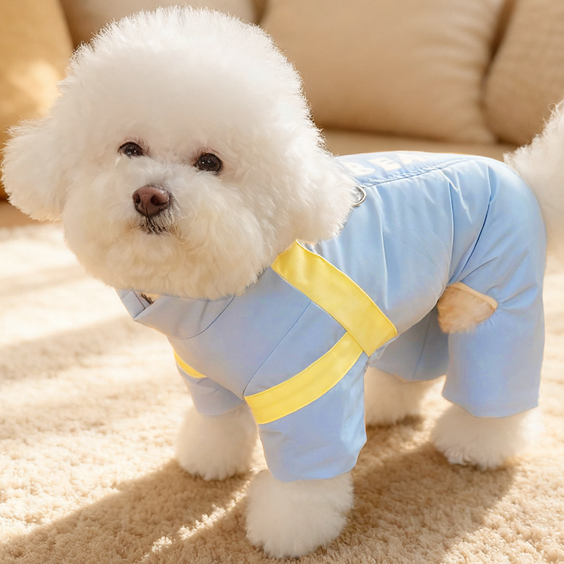 小狗狗衣服冬装四脚比熊棉衣博美保暖小型犬宠物秋冬季可牵引衣服