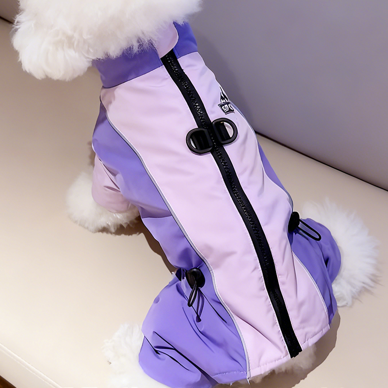 可牵引秋冬季小狗狗衣服四脚比熊棉衣博美保暖小型犬宠物衣服冬装