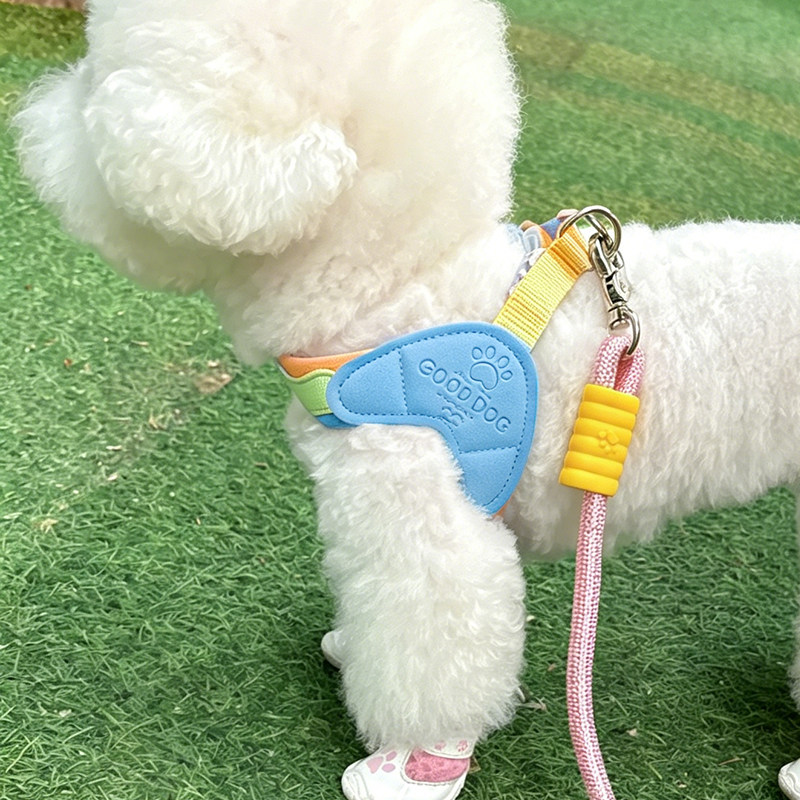 狗狗牵引绳中小型犬比熊泰迪柴犬雪纳瑞背心式透气遛狗绳牵狗链子图片